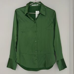 NWT Abercrombie & Fitch Long Sleeve Satin Button Down Blouse
